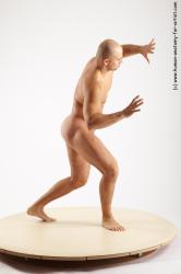 Nude Man White Standing poses - ALL Slim Bald Standing poses - bend over Realistic